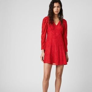 NWT SOLD OUT ALL SAINTS ROSI ANI SILK RED DRESS 6